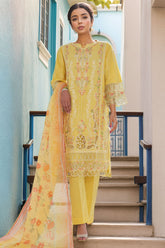 Bin Saeed Stitched 3 Piece Luxury Plain Cotton Vol-02 Collection-LF-1602-Yellow